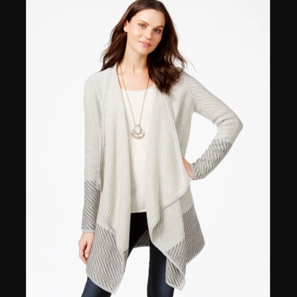 LUCKY BRAND Pointelle Knit Waterfall Open Front Cardigan - Picture 1 of 4